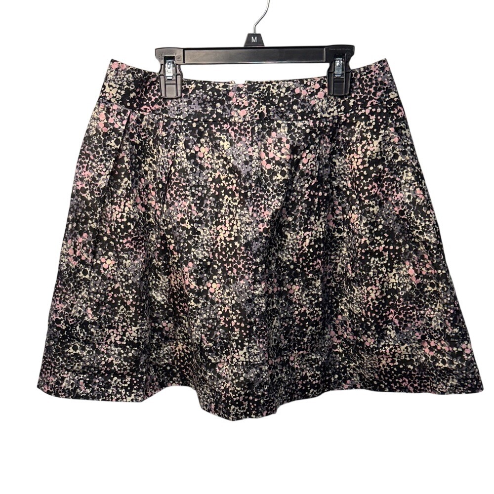 Ann Taylor Loft Pink Black Polka Dot Cotton A-Line Skirt Size 6